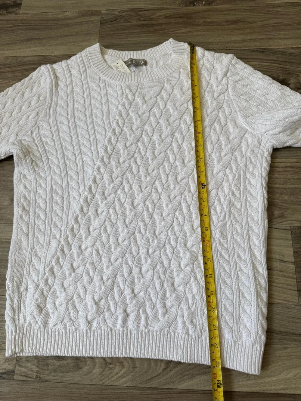NWT J. Crew Diagonal Cable Knit Sweater in Salt Spray White Cotton Size Medium